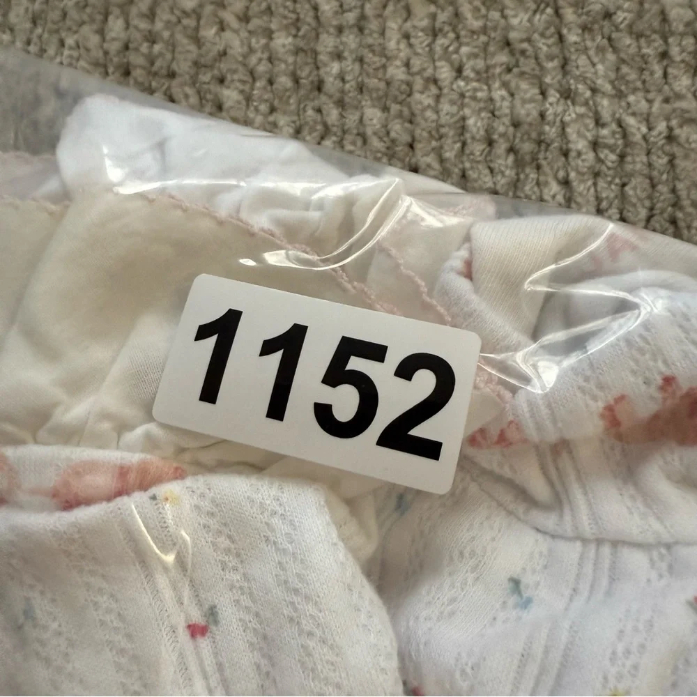 Janie and Jack Baby Girl Elephant Footed Sleeper 3–6 Months Ruffle‎ Collar